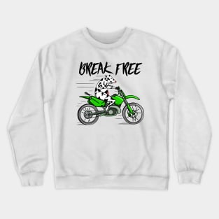 Cow on a motorbike Crewneck Sweatshirt